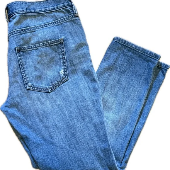 LOFT Light Blue Distressed Button Fly Boyfriend Jeans - Picture 12 of 12